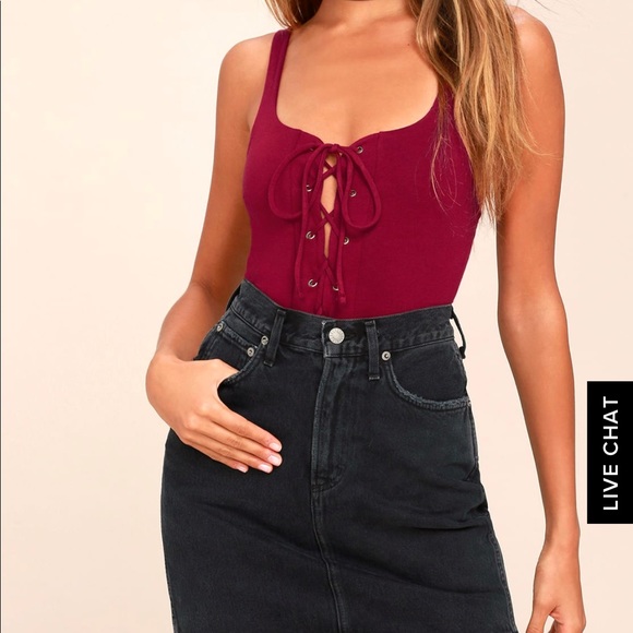 Lulus Tops - Lulus red lace up body suit